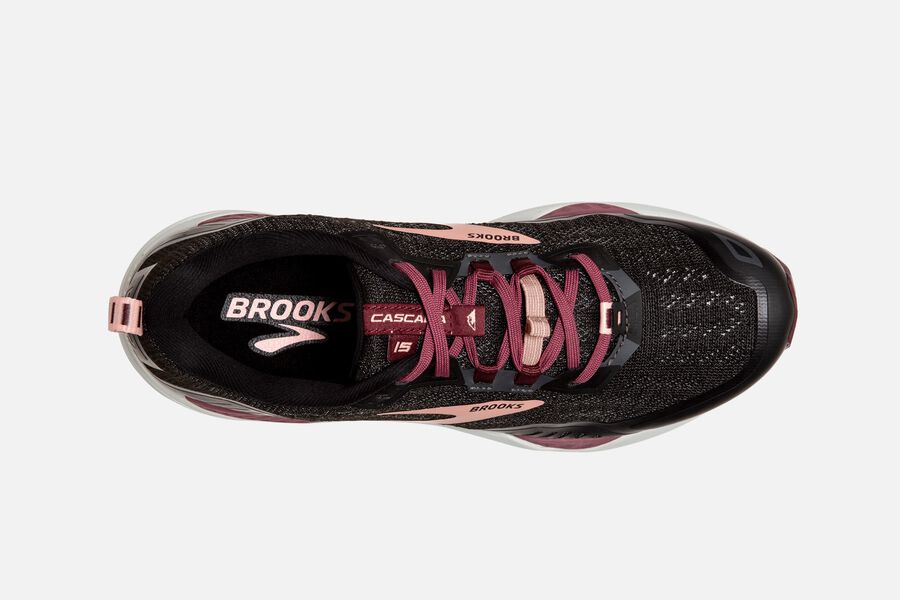 Brooks Cascadia 15 Trail Running Shoes Womens - Black/Pink - YRBSQ-4962